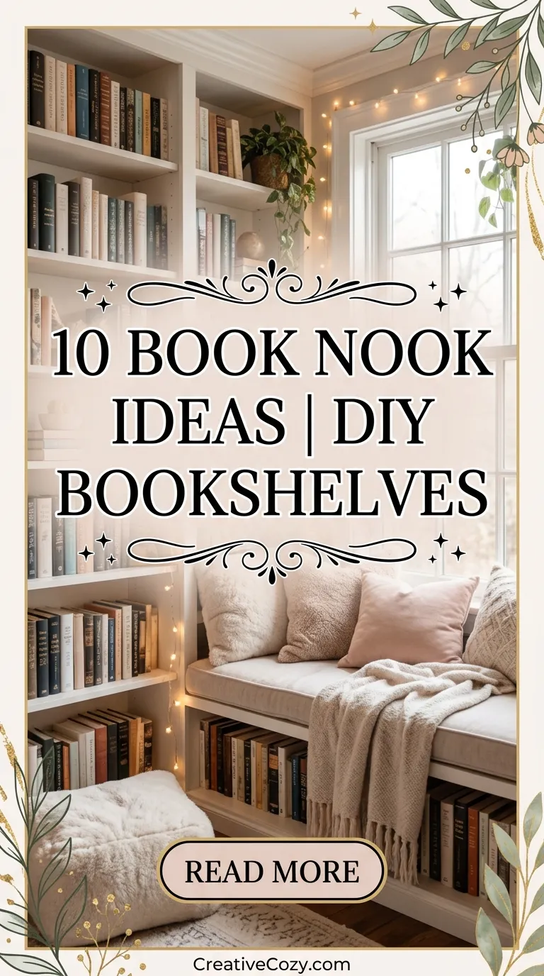 10 Book Nook Ideas DIY Bookshelves