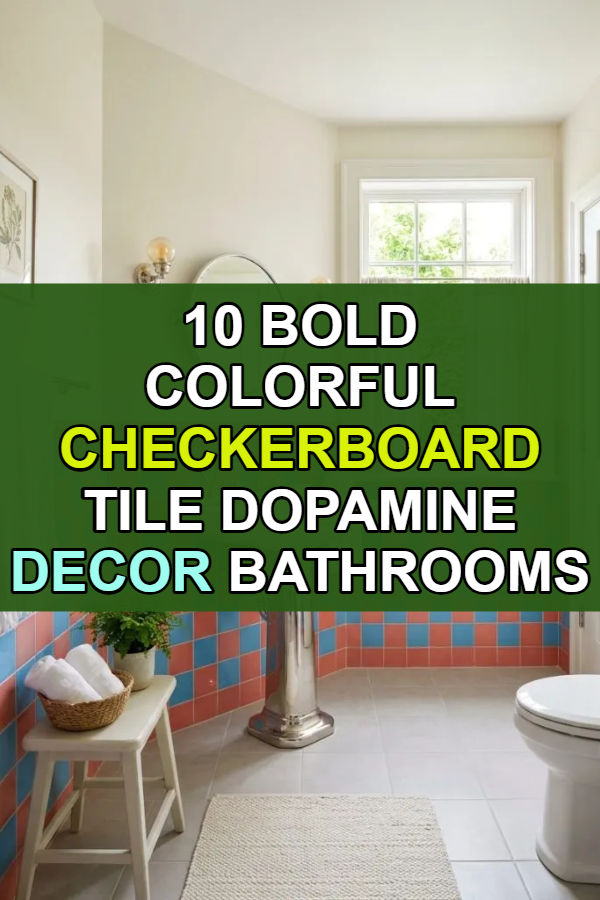 10 Bold Colorful Checkerboard Tile Dopamine Decor Bathrooms