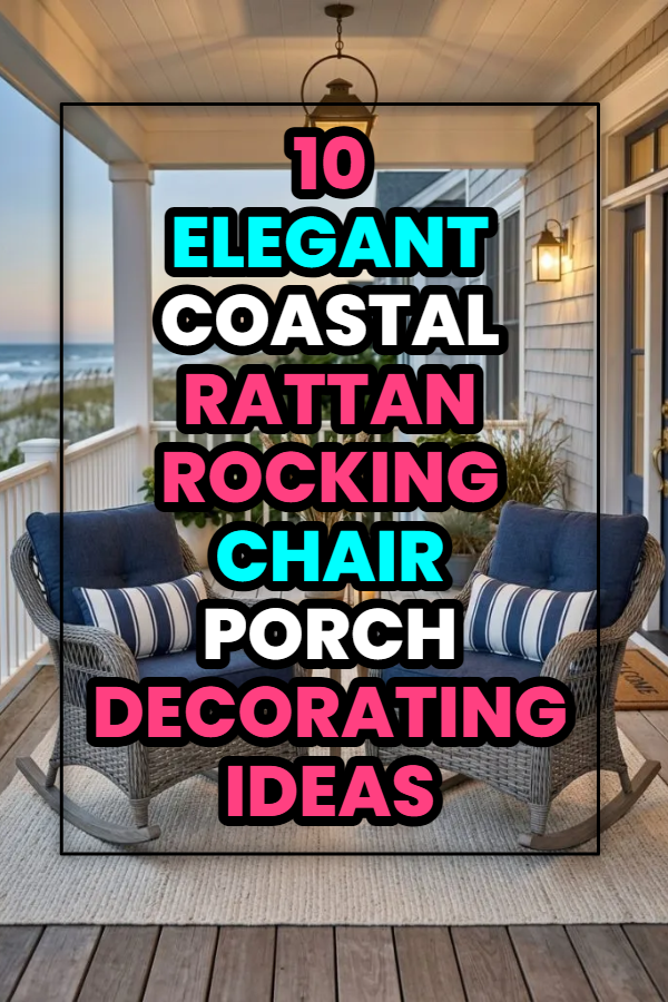 10 Elegant Coastal Rattan Rocking Chair Porch Decorating Ideas